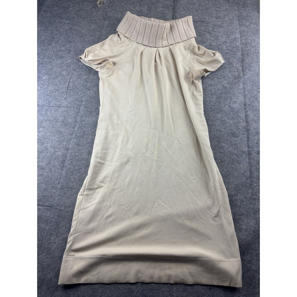 Etcetera Women's S Beige Wool Sweater Turtleneck Shift Dress VTG Minimalist SEE